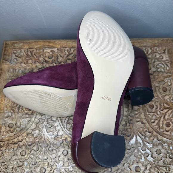 Talbots Women’s Ellery Burgundy Suede Bit Block Heel Pumps Sz 10.5 - Picture 6 of 8